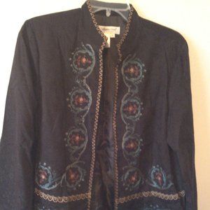 COLDWATER CREEK BLACK PATTERNED OPEN JACKET
